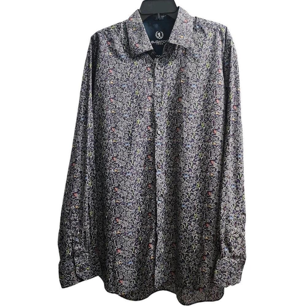 Bugatchi Uomo Mens Size XL Classic Fit Casual Button-Down Shirt Black